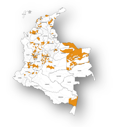 Mapa de Colombia 2024, mostrando área actualizada del 12,4%.