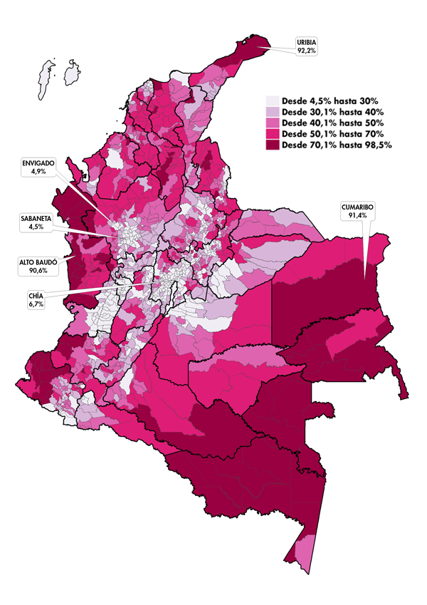 Índice de pobreza municipal con información censal 2018