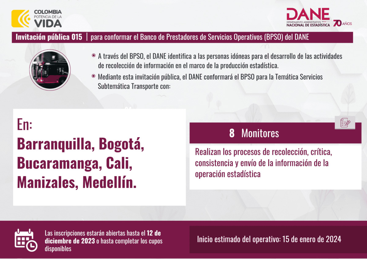 Invitación Pública 015 - 2023: Temática Servicios - Subtemática Transporte Invitación Pública 015 - 2023: Temática Servicios - Subtemática Transporte