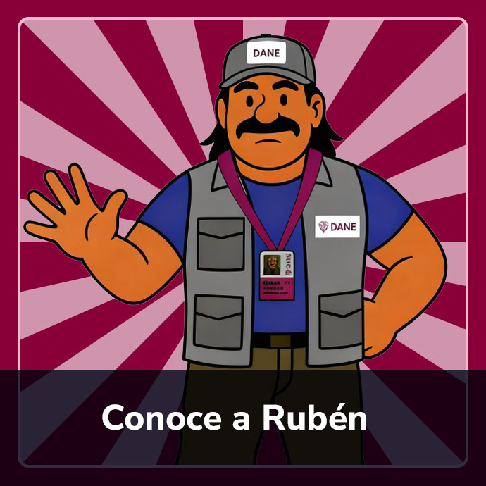 Ilustración de Rubén, personaje que te ayudará a leer y explicar cómo funcionan los procesos estadísticos